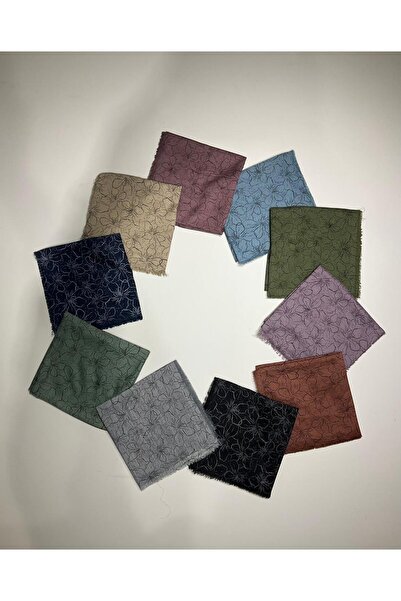 HOKY Pamuklu Flamlı Yazma Eşarp 10’lu Karışık Renk Çiçek Desenli