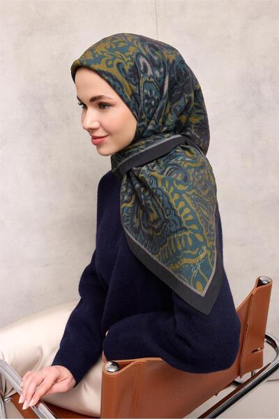 Silk Home Κασκόλ Viscon Velora Four Seasons Antique Pattern Navy Blue 90x90