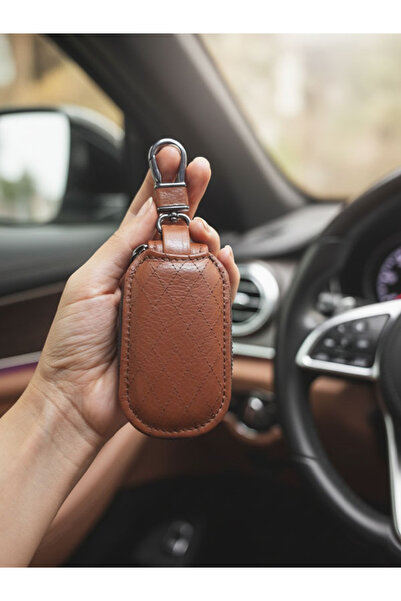 yedideri Klasik Deri Anahtarlık – Erkek Kadın Fermuarlı Araba Anahtarı Kılıfı