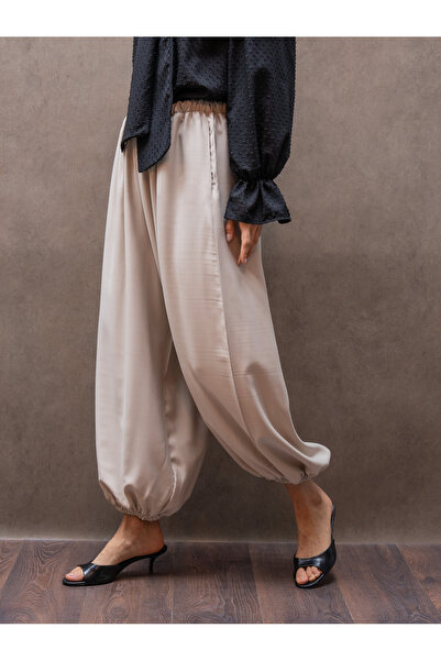 KÜÇÜĞÜM BUTİK Παντελόνι σαλβάρ σε κρεμ χρώμα