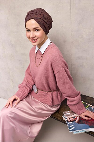 Silk Home وشاح فيسكوز فيلورا للفصول الأربعة بنمط زهور الباروك باللون البني ال...