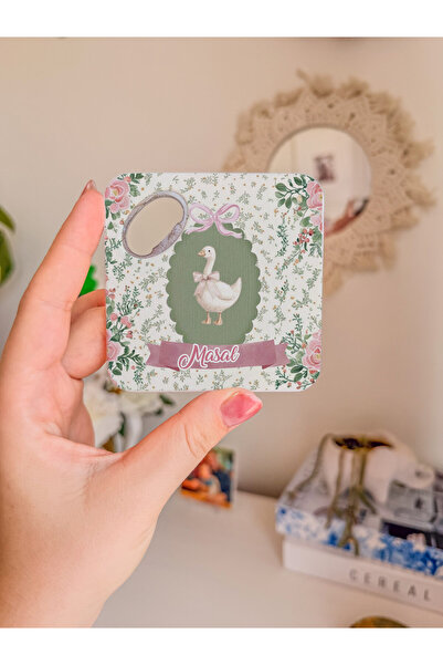 arslart Çiçekli Ördek Vintage Açacaklı Magnet, İsimli Bebek Hediyeliği, 20li