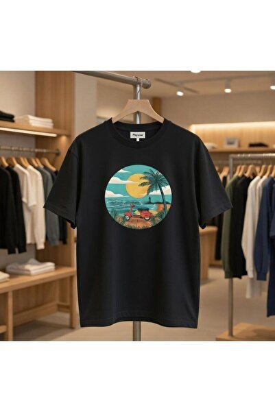 playwear Tricou Sktur Motor cu imprimeu palmier, 100% bumbac, cu croială norm...