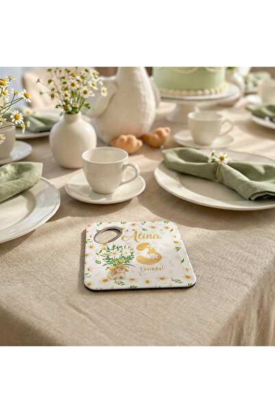 arslart Papatyalı Açacaklı Magnet Bardak Altlığı, Doğum Günü Hediyeliği, 20li