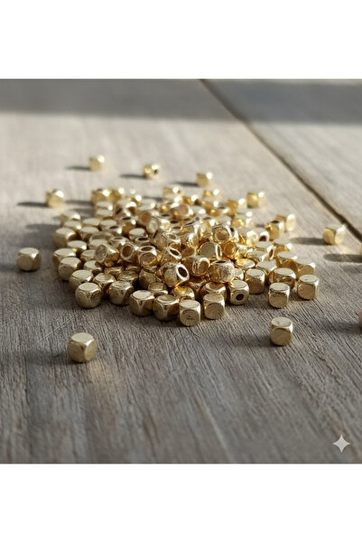 Ralp Moda Mărgele cubice metalice de culoare aurie pentru bijuterii 2,5 mm 5 ...