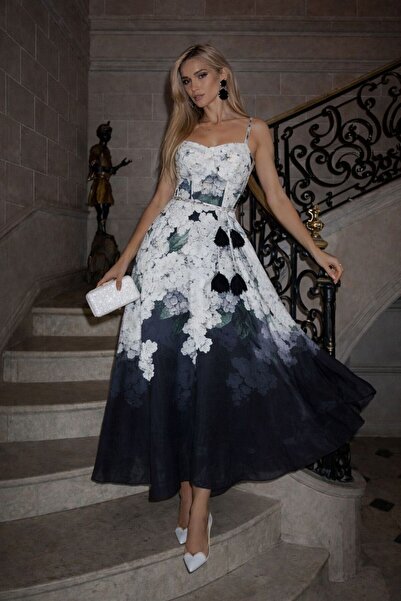 Butik Şenel Φόρεμα με τιράντες από τη σειρά Grace με ντεγκραντέ φλοράλ σχέδιο