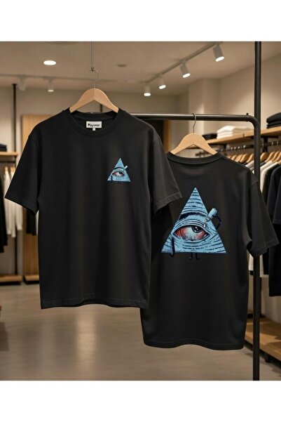 playwear Eyes Drop Back and Chest Printed %100 Cotton Regular Fit Crew Neck T...