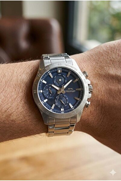 Slazenger Men's Wristwatch |   44mm, Blue Dial, Multifunction, Stainless Stee...