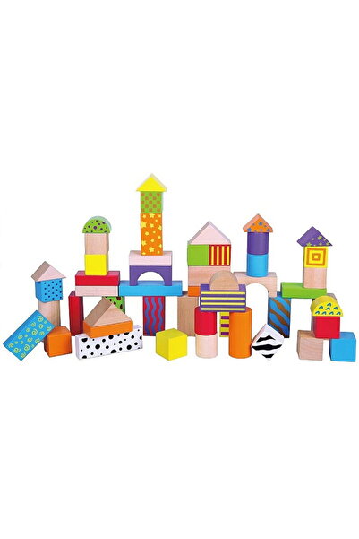 Viga Blocuri de lemn pentru copii, colorate, 50 de piese