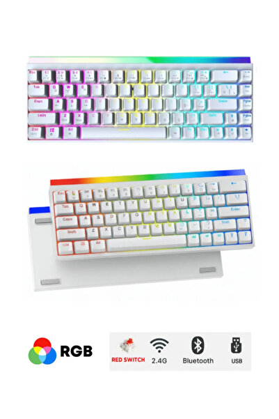 Hietech K68Pro Türkçe Q Beyaz 68 Tuş RGB Mekanik Hot Swap App Uygulamalı Red ...