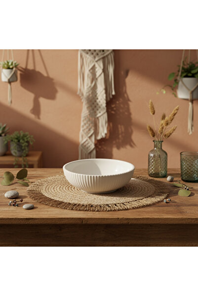 mutoz Dekoratif Yivli Kase (20 cm) | Taş Tozu-Alçı Anahtarlık ve Çok Amaçlı D...