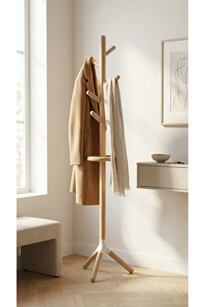 Romano Dizayn Hooka Ayaklı Askılık Portmanto Masif Ahşap