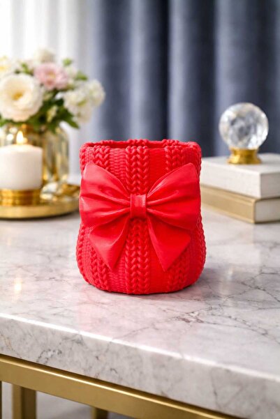 HKN3D Fiyonk Desenli Örgü Görünümlü Şık Vazo Dekoratif Obje Hediyelik