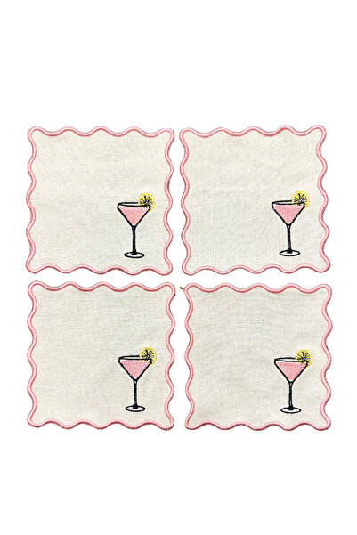 Diva Home Margarita Glass and Lime Patterned 4-Piece Napkin Set