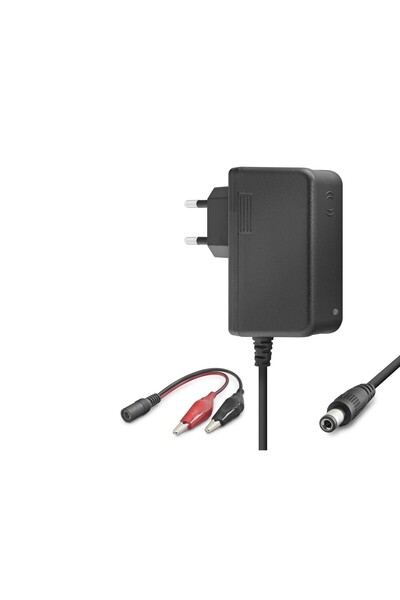 Skygo 12V 1.2A 14.4W Krokodil Uç Akü Şarj Adaptörü - Siyah B5056
