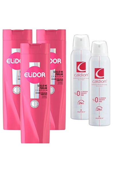 Elidor Şampuan Güçlü ve Parlak 325 ml 3 Adet YENİ AMBALAJ!! + CaldionKadın De...