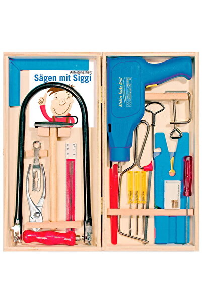 Pebaro 455, Set traforaj in cutie de lemn + masina de gaurit + unelte