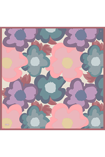 Belli Tivil Saf Silk Scarf Ist 4306 - 84 Pink Yellow Abstract Pattern