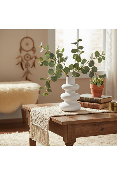 mutoz Modern Mat Beyaz Vazo - El Yapımı Dekoratif Bubble Vazo (14x10 cm)