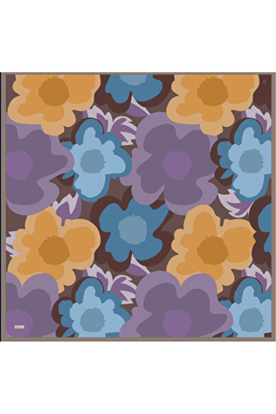 Belli Tivil Saf Silk Scarf Ist 4306 - 33 Purple Orange Abstract Pattern