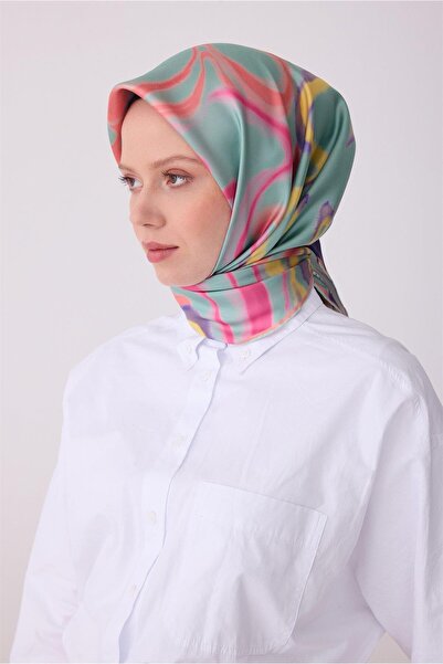 Belli Tivil Pure Silk Scarf IST 4301 - 52 Πράσινο Μέντα Γεωμετρικό Σχέδιο