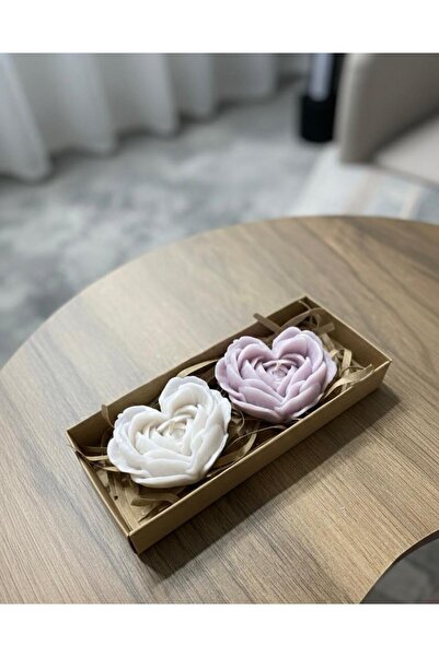 ORENACANDLE 2'li KALP GÜL EL YAPIMI DOĞAL SOYA MUM (5*5 cm)