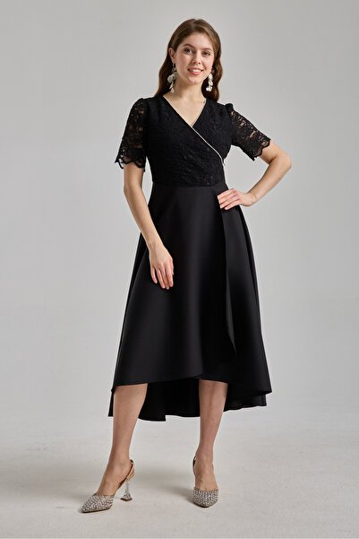 MAG FASHİON Lace Pcs Black Plus Size Dress Evening Dress Graduation Dress Top...