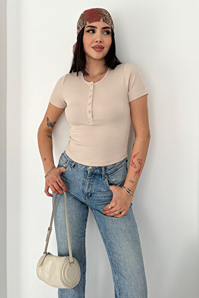 Noa&Noa Bluză cu basic nasturi tricot texturat – Maro Henley