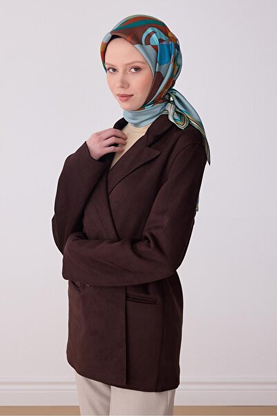 Belli Tivil Pure Silk Scarf IST 4303 - 84 Πράσινο-Καφέ Μέντα με Λουλουδάτο Σχ...