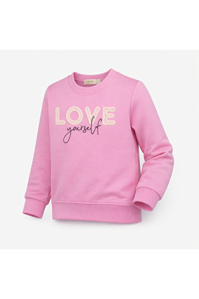 Dıgıdık Girl's Printed Pink Sweatshirt Standard Size 3-12 Years Daily Use
