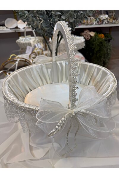 Lovein Atelier Dantelli Fiyonklu Hediyelik Sepeti - Düğün, Nişan,Bohça,Nikah,...
