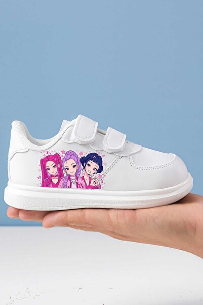 lias desing pırıltılı şarkıcı cu imprimeu pantofi sport pentru copii cu bandă...