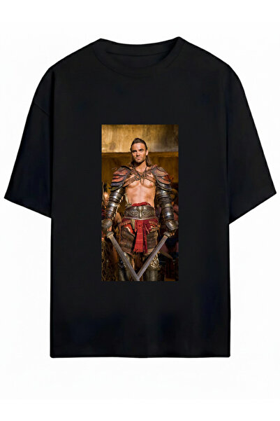 SVART WEAR سبارتاكوس مطبوع تي شيرت كبير الحجم للجنسين 100% مصنوع من قطن قطعة
