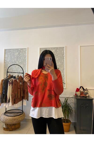 Park Moda Çiçek Desen Sim Detaylı Fularlı Bluz