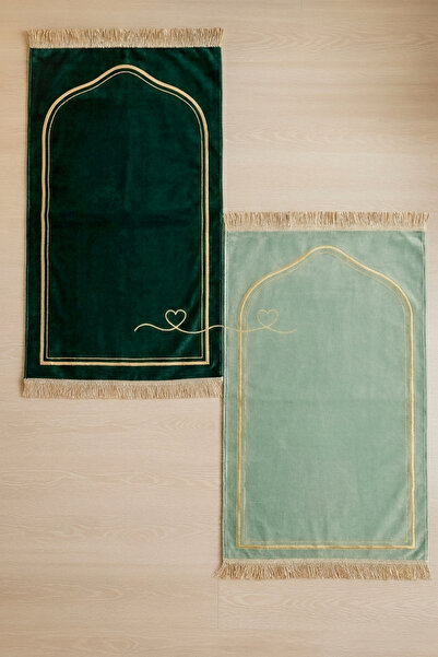 Seccadem LÜKS ŞÖNİL Kumaş Kalpli Seccade Eşli Çift Seccade Gelin Damat Bohças...