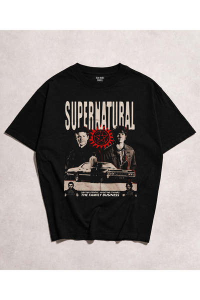kun inaki Dean Winchester Sam Winchester Supernatural Baskılı Siyah Unisex Ti...
