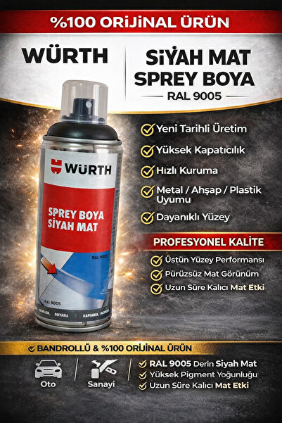 Würth Siyah mat sprey boya ( tampon boya )