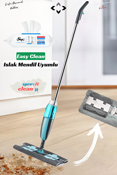 özgürce 360° Döner Başlıklı Mikrofiber Sprey Mop, 350 ml Su Hazneli