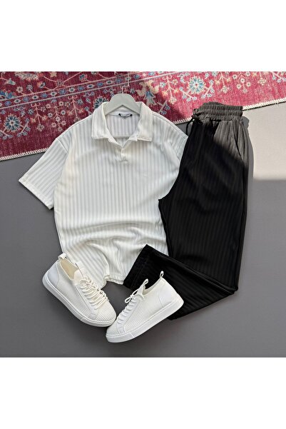 KONSEPT35 Men's Polo Collar Lycra Ottoman Fabric Lower and Upper Set