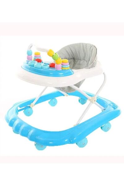 Rally مشاية أطفال بمقعد مبطن ناعم قابل للطي باللون الأزرق