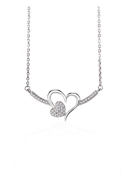 SPARKLES Double Heart Necklace 925 Silver