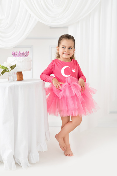 sara tasarım 23 nisan Pembe Kız Çocuk kıyafetleri - 29 Ekim Gösteri Elbiseler...