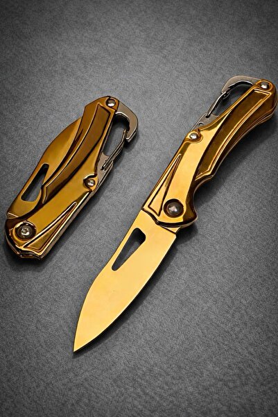 HAKİ Mini Gold Katlanır Çakı Altın Renk Paslanmaz Çelik Anahtarlık Çakı