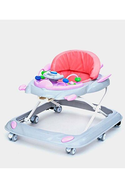 Rally مشاية أطفال بمقعد مبطن ناعم قابل للطي باللون الوردي