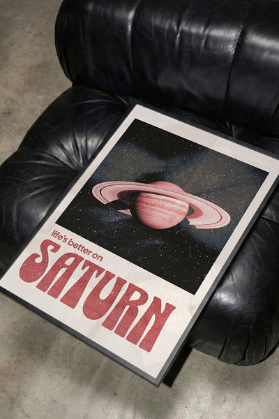 TabloRosa Siyah Çerçeveli Modern Dekoratif Poster Tablo – on Saturn | Retro K...