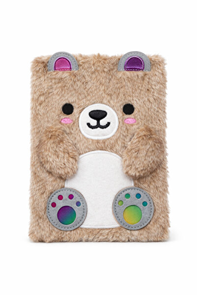 Mimoza Peluş Ayıcık Defter A5 Çizgili Sevimli Tüylü Ayı Not Defteri Günlük Ok...