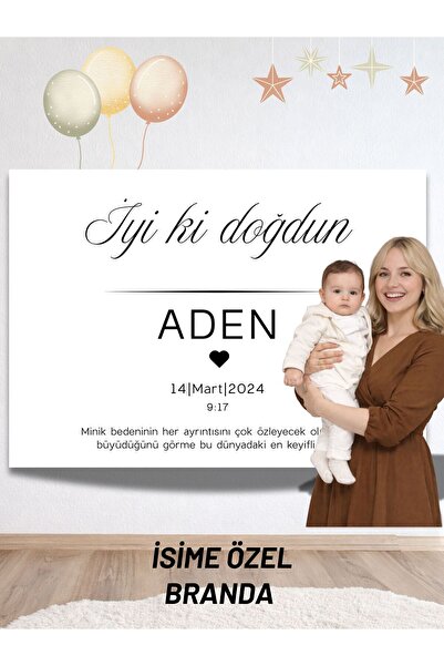 Hobi Sepeti Kişiye Özel Doğum Günü Happy Birthday Duvar Brandası İsimli Arkap...