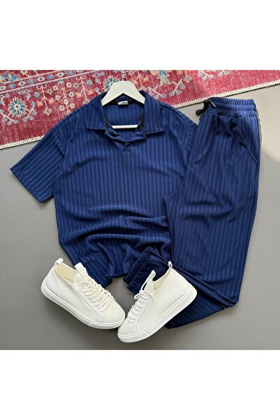 KONSEPT35 Men's Polo Collar Lycra Ottoman Fabric Lower and Upper Set