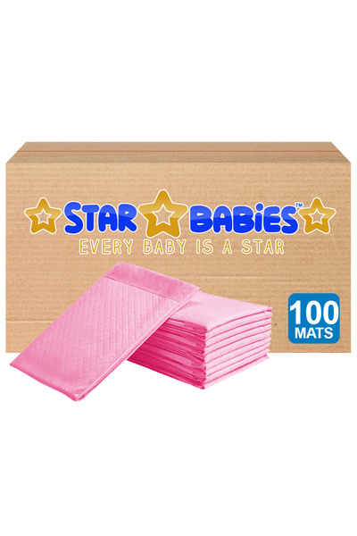 STAR BABiES 100 قطعة من مفارش تغيير الحفاضات للاستخدام مرة واحدة - وردي