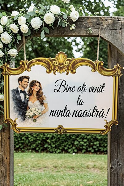 Bride Mansion Placuta Bine ati venit la nunta, Royale v1, 65x45 cm, MDF